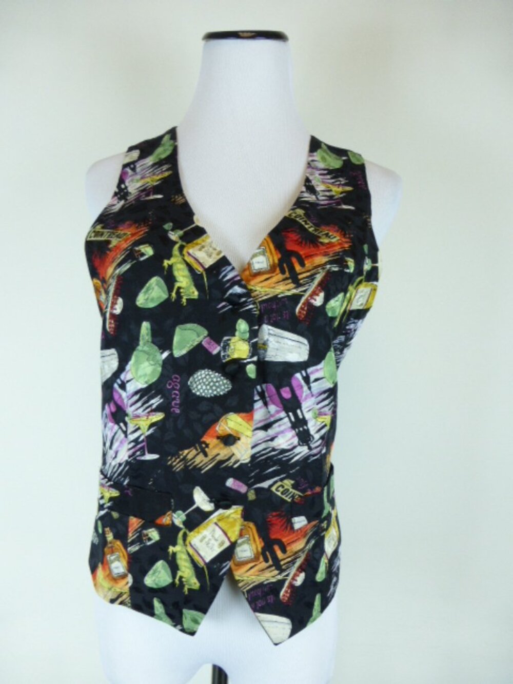 Nicole Miller silk vest tropical drinks ltd ed S